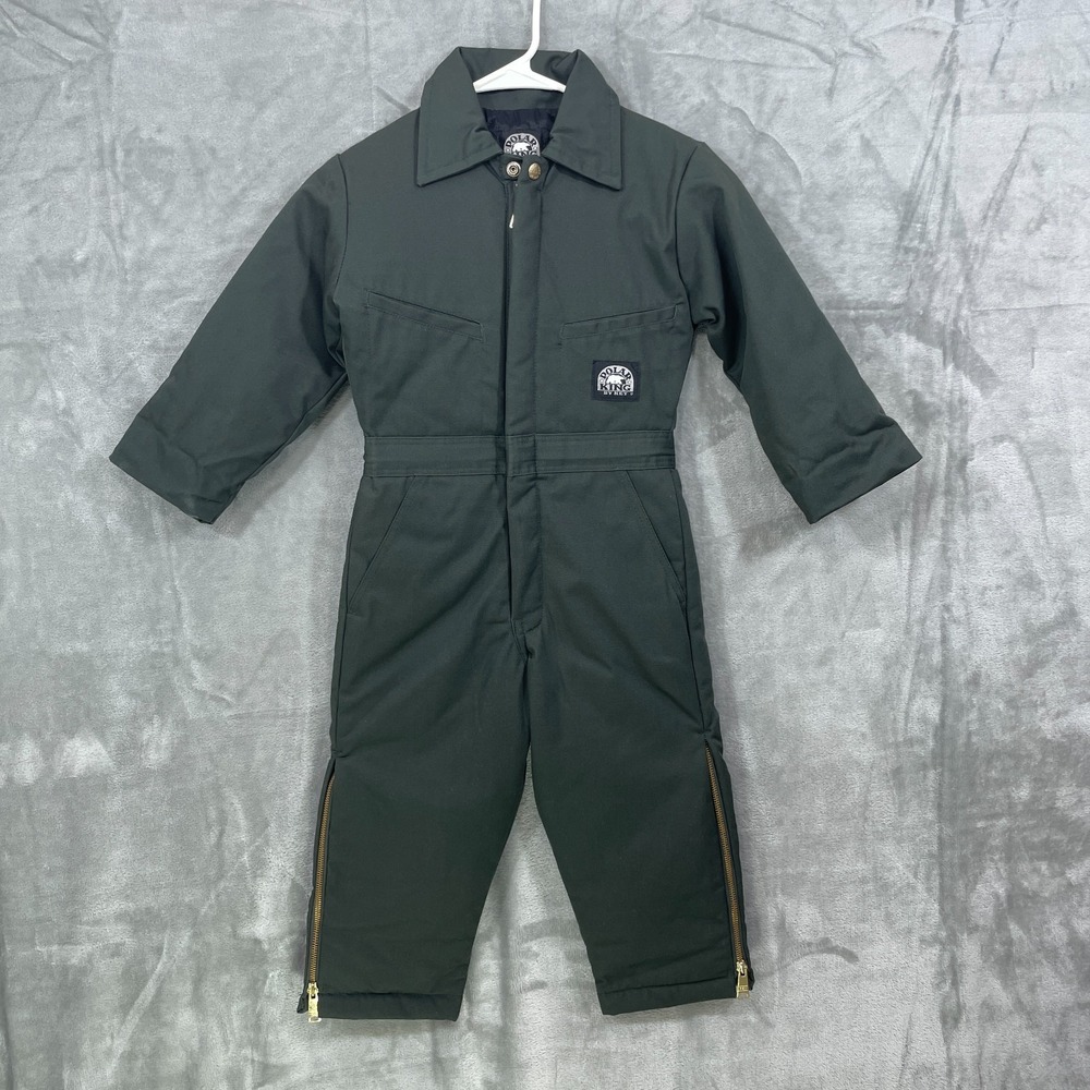 Polar King by Key Youth Boys Sz XS Insulated Coveralls Zip Olive Green Polyester